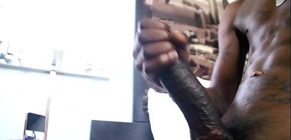  Watch this sexy brotha jack his massive black dick